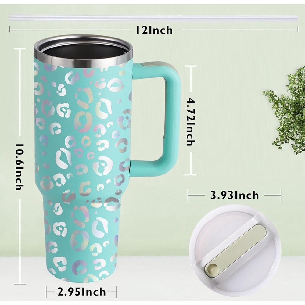 40 Oz Tumbler W/Handle, Straw, Insulated, Stainless Steel Spill Proof•New - Picture 3 of 6